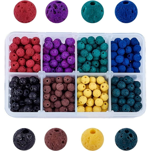 488pcs 6mm Volcanic Rock Beads 10 Colors Chakra Beads Energy Healing Lava Beads Round Gemstone Loose Beads for Jewelry Making