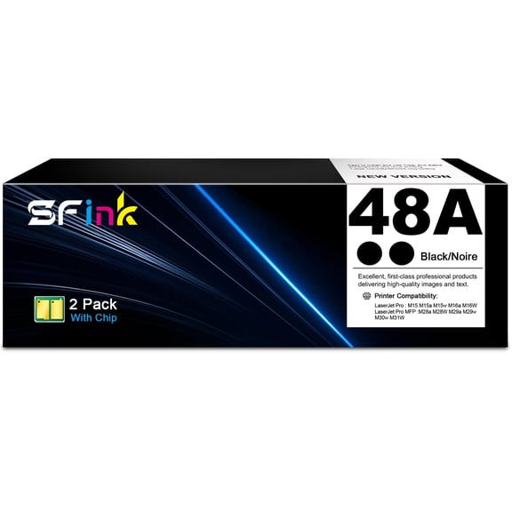 48A CF248A Toner Cartridge Black 2-Pack Compatible for HP48A CF248A Toner Cartridges for LaserJet Pro M15w M15a M16w M16a M28w M29w M29a M30w Printer