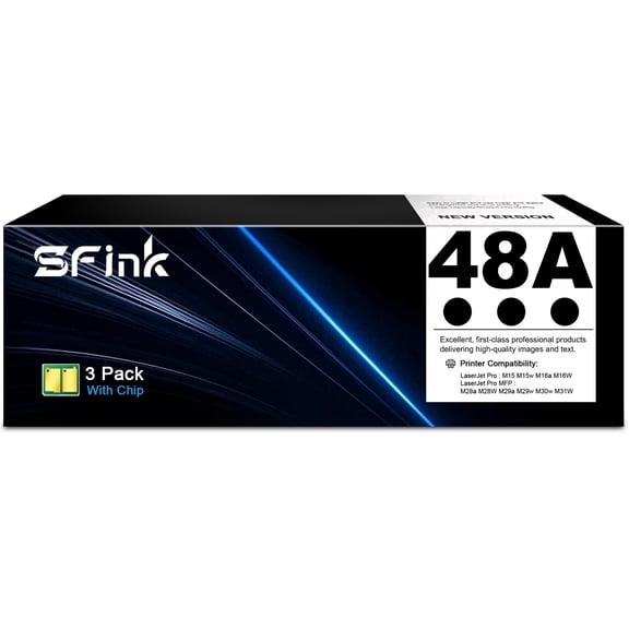 48A CF248A Toner Cartridges 3 Pack Black Compatible for HP48A 48 CF248A for LaserJet Pro M15w MFP M29w M28w M15a M28a M29a M16w M16a M15 M29 M28 Printer