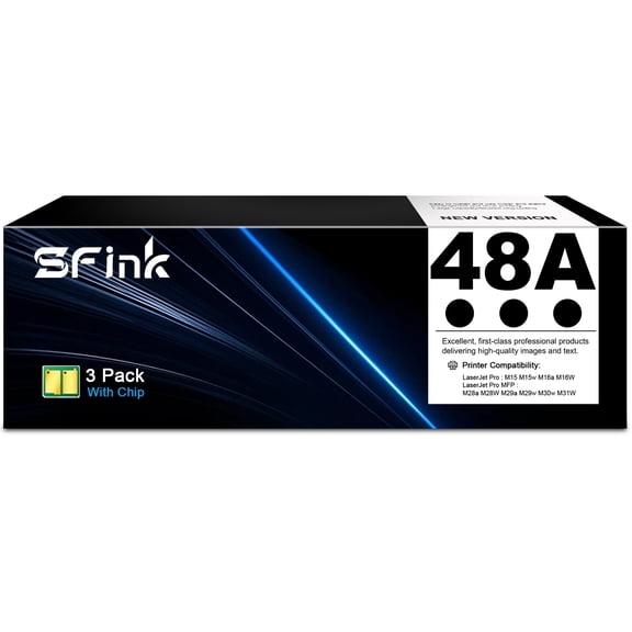 48A CF248A Toner Cartridges 3 Pack Black Compatible for HP48A 48 CF248A for LaserJet Pro M15w MFP M29w M28w M15a M28a M29a M16w M16a M15 M29 M28 Printer