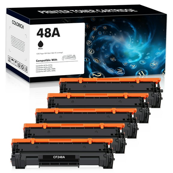 48A Toner Cartridge 5-Pack Compatible for HP 48A CF248A for HP Laserjet Pro MFP M15w M29w M28w M15a M28 M31 M15 M14 M17 M28a M30w M31w M29a M16a M16w Laser Printer (Black)