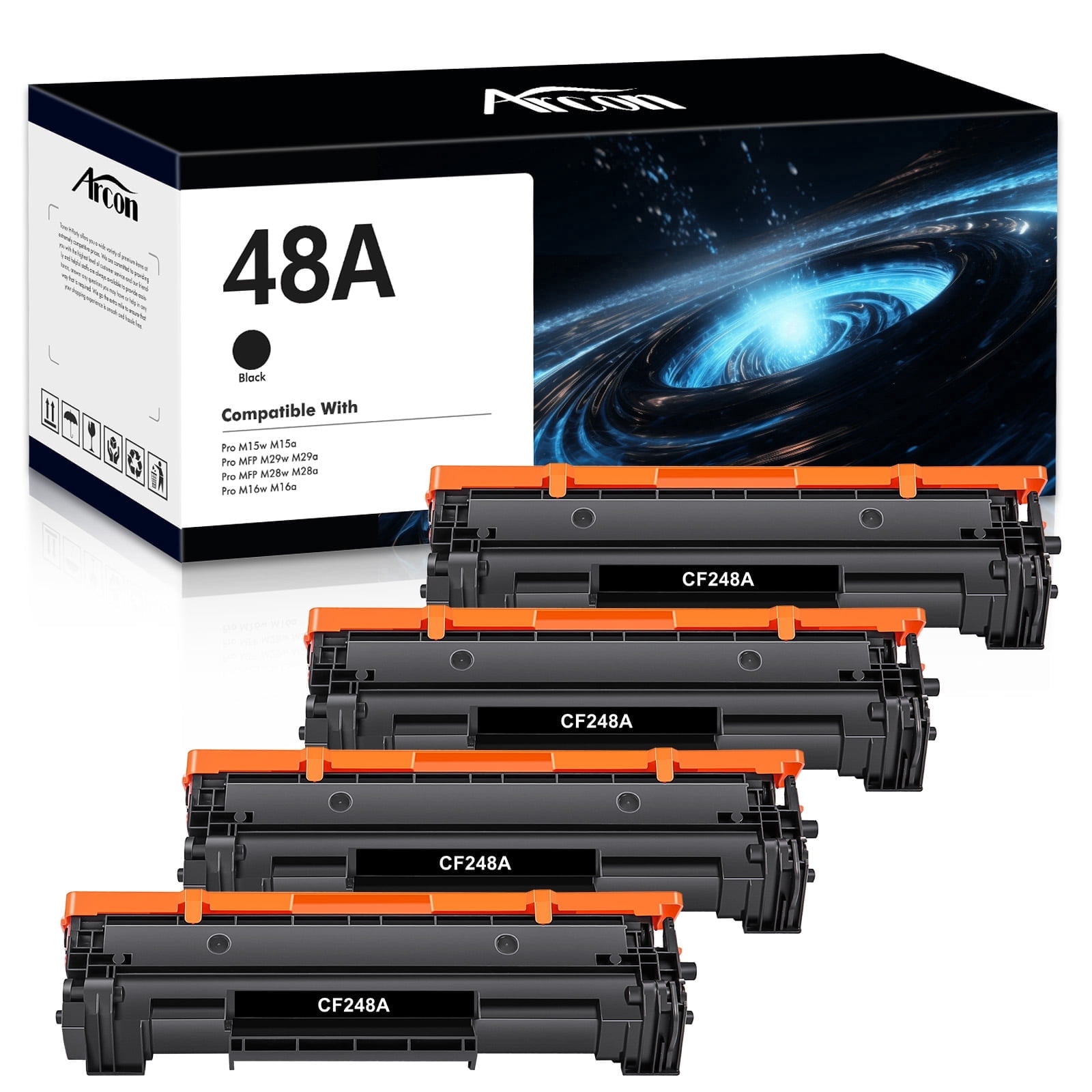 48A Toner Cartridge Compatible for HP 48A CF248A 248A Toner Cartridge Laserjet Pro M15w MFP M29w M28w M16w M31w M30w M15a M16a M28a M29a M15 M29 M28 Printer Ink (Black, 4-Pack)