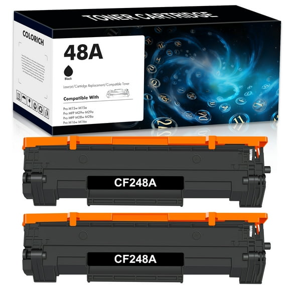 48A Toner Cartridge Compatible for HP 48A CF248A Laserjet Pro M15w MFP M29w M28w M15a M28a M29a M16w M16a M15 M29 M28 Printer Ink (Black, 2-Pack)
