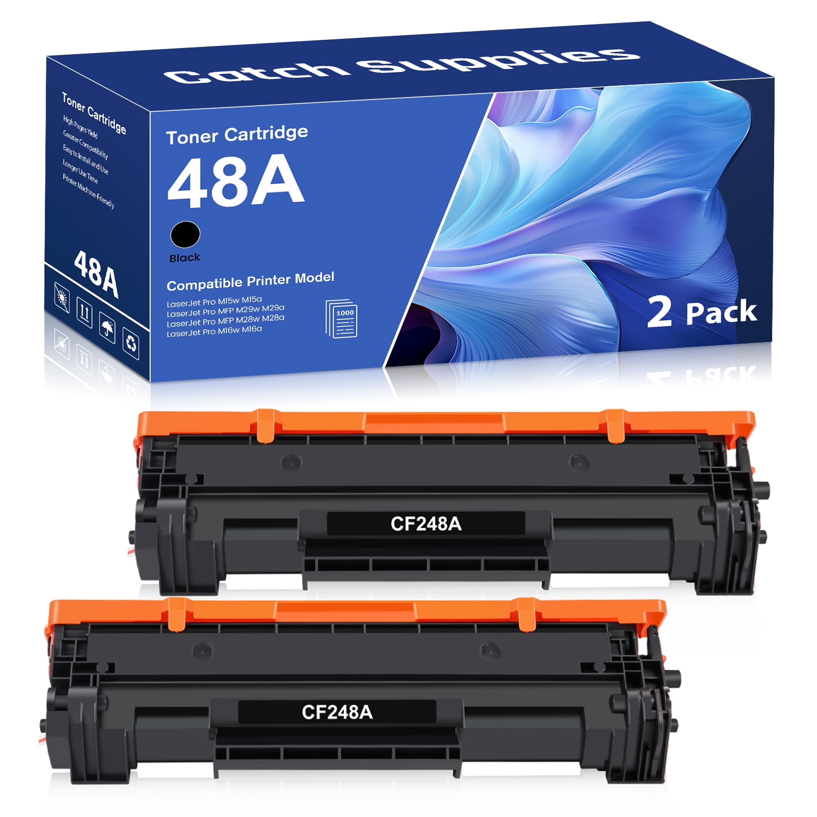 Pack De 2 Toners Compatibles HP 44A CF244A Pour LaserJet Pro M15a M15w MFP M28a M28w - Noir