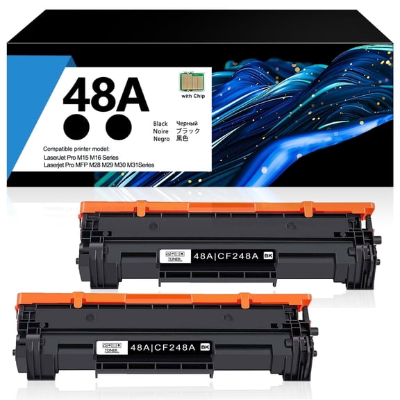48A Toner Compatible for 48A CF248A Toner Cartridge for Laserjet M31w M28a M29a Printer (2 Pack)