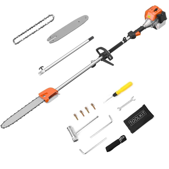 48CC 2-Stroke Gas Powered Pole Saws, Gas Pole Saws for Tree Trimming with11.5in Cutting Bar,16 FT Extendable Pole Chainsaw Tree Trimmer