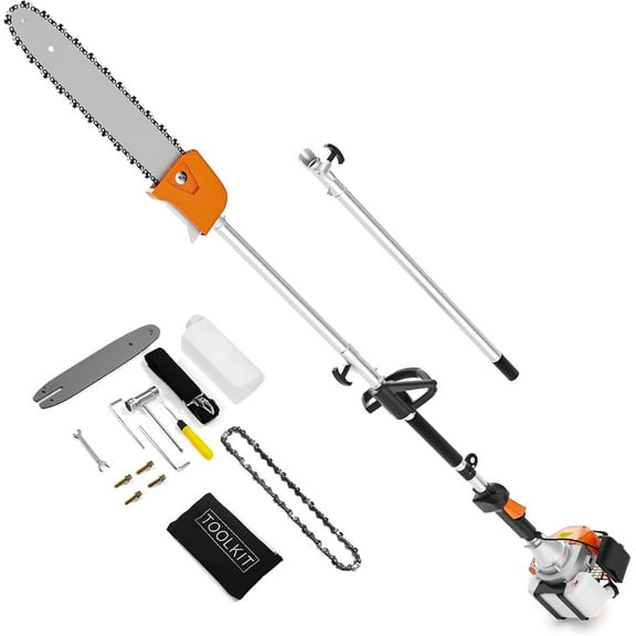 48CC Gas Powered Pole Saws,2-Stroke Gas Pole Saws for Tree Trimming with11.5in Cutting Bar, with Extendable Pole to Height Reachable 16 FT Chainsaw Tree Trimmer