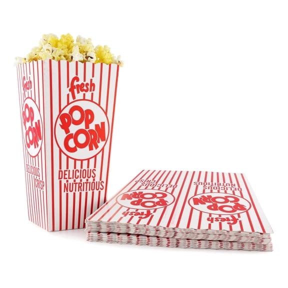 Snappy 48-E Red and White Open Top Popcorn Boxes, 1.75 oz, 100 Count, Made in the