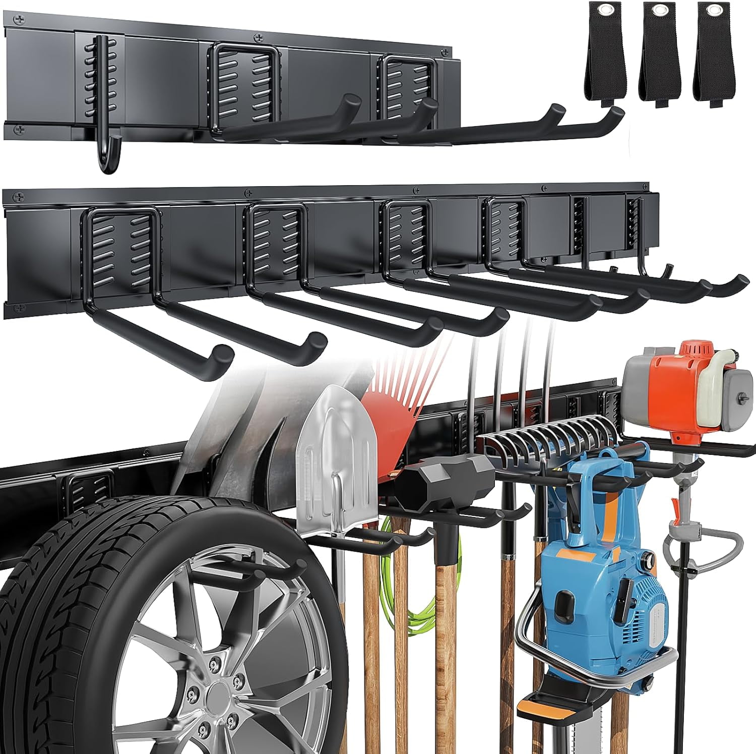 48Inch Garage Garden Tool Organizer Wall Mount, Heavy Duty Garage Tool