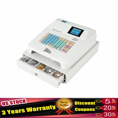 48Key Desktop Electronic Cash Register POS Casher Digital LED Display w/ Drawer