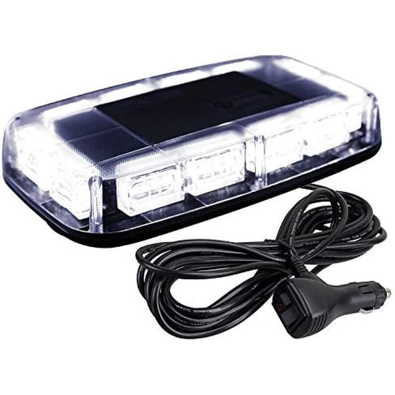 48LED Roof Top Strobe Lights, High Visibility Emergency Safety Warning LED Mini Strobe Light bar with Magnetic Base for 12-24V Snow Plow, Trucks, Construction Vehicles (White)