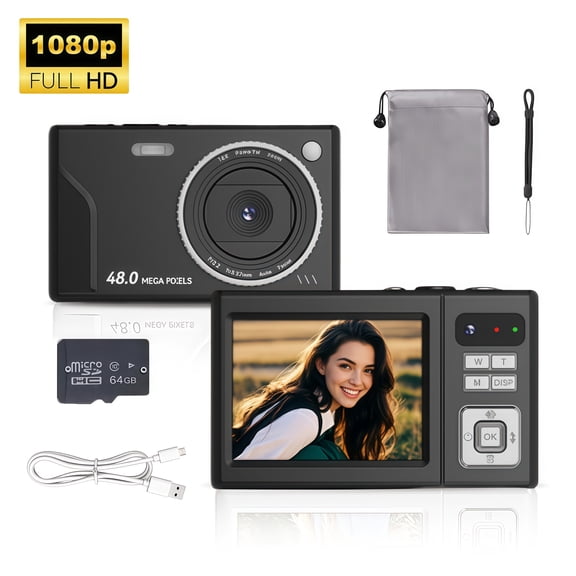 48MP 1080P HD Digital Camera | 16X Digital Zoom, 2.4'' LCD, Rechargeable, 32G TF Card, Ideal for Vlogging, Photography, Perfect Gift for Beginners for Thanksgiving And New Year