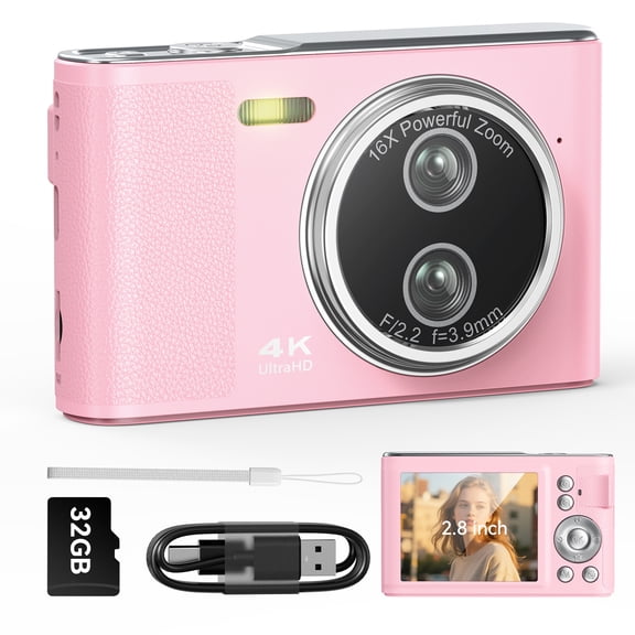 48MP Digital Camera with Dual Lens, 16x Zoom Vlogging Camera, Point and Shoot Travel Camera with Autofocus, Rechargeable Battery, Gift for Photography (ANYDEAR)