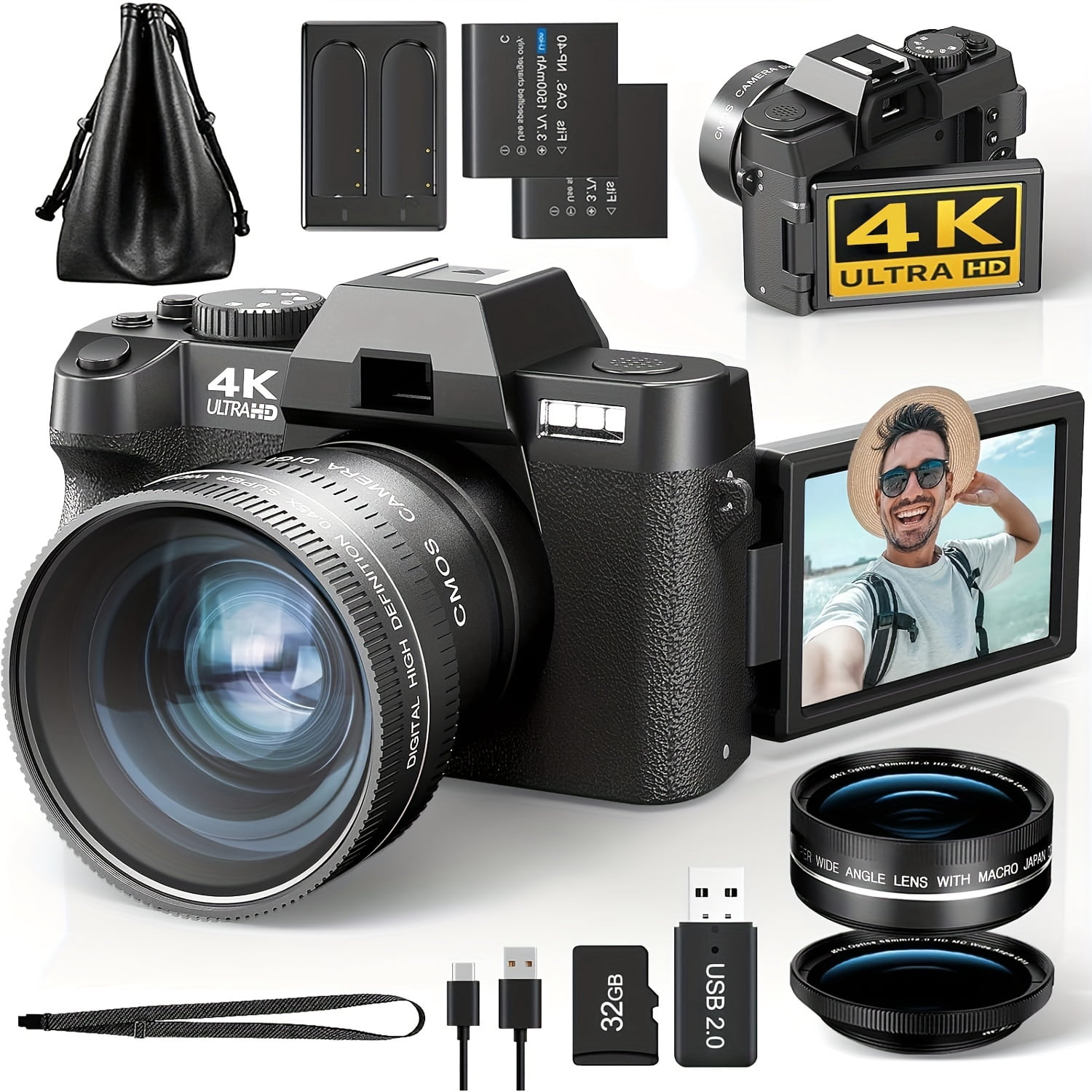 Shaoke Camera 48MP Digital Cameras For Photography With WiFi & App Control, 4K ...