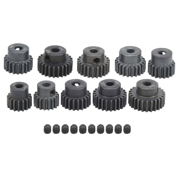 48P Pinion Gear Set,10Pcs/Set 16T25T 7075 48P Steel RC Car Motor Gear Pinion for 1/8 1/10 Brushless Motor