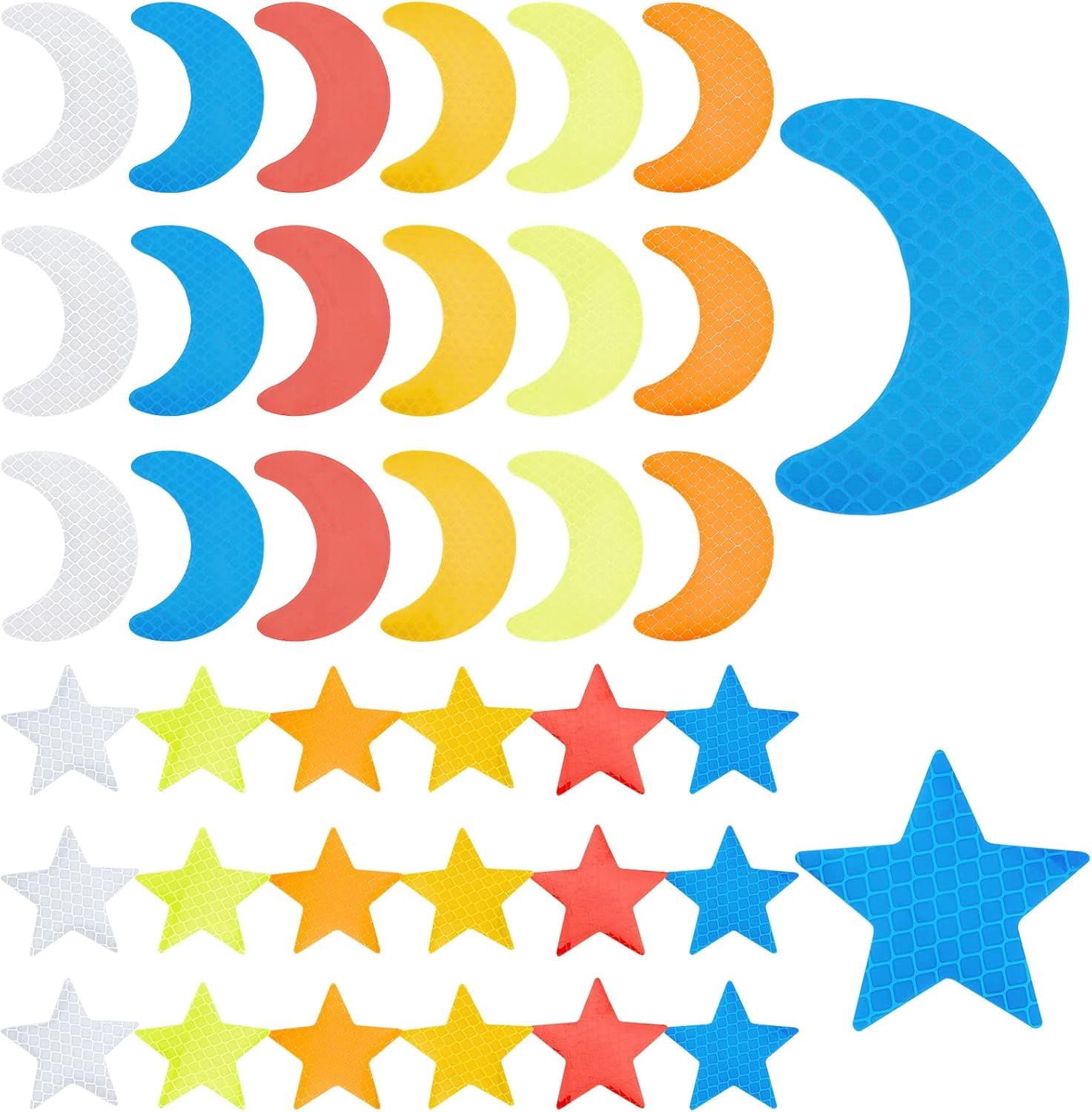 48PCS 2 Style Reflective Decals Staroon Shape Adhesive Strips Decals ...