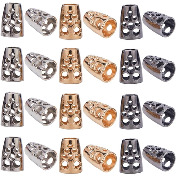 48PCS 3 Colors Metal Bell Stopper Conical Cord Ends Caps 4.5mm Lock Rope Fastener End Stopper Zipper Pull Rope Ends