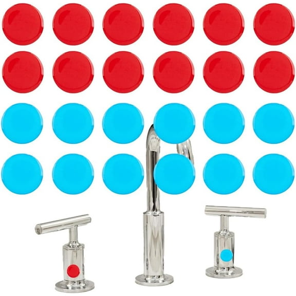 48PCS(4 Sheets) Hot and Cold Water Stickers Faucet Tip Label Stickers Hot and Cold Signs Waterproof Plastic Labels