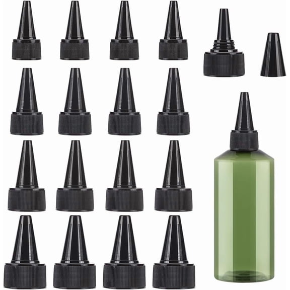 48PCS 4 Size Natural Twist Bottle Cap Black Squeeze Bottle Replacement Caps DIY