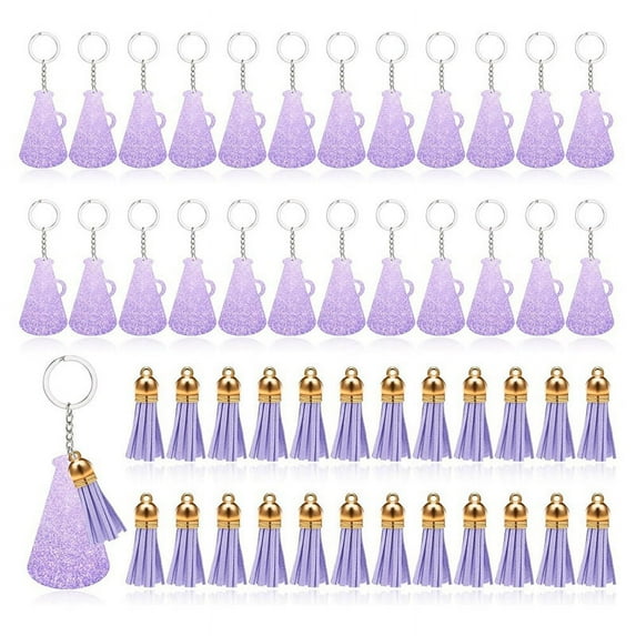 48PCS Acrylic Keychain Blanks, Acrylic Cheer Key Chains with , Clear Blank Keychains Kit