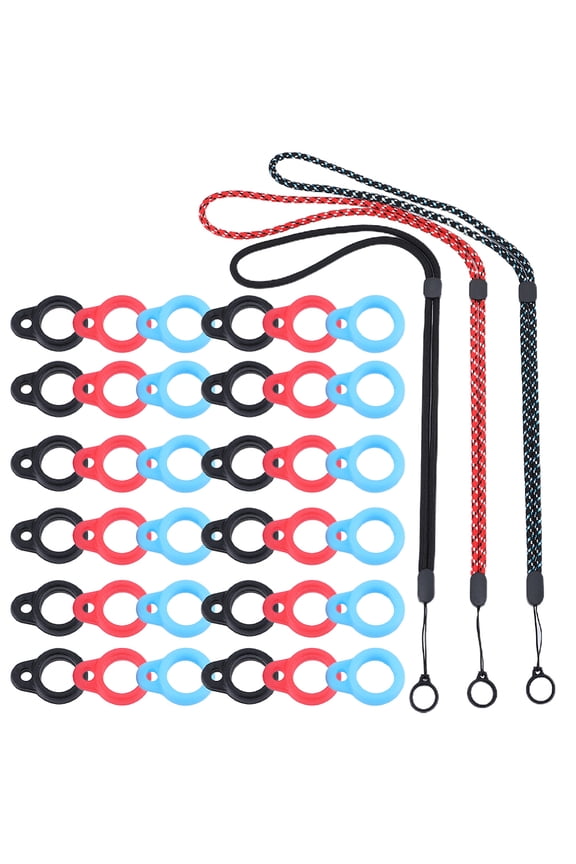 48PCS Anti-Lost Necklace Lanyard Set Including 3PCS Anti-Loss Pendant Strap String Holder DIY with 45PCS 3 Colors Silicone Rubber Rings