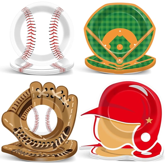 48PCS Baseball Party Supplies Baseball Party Plates Baseball Field Birthday Tableware Set Sport Themed Dinnerware Baseball Paper Dinner Plates For Birthday Baby Shower Party Decorations