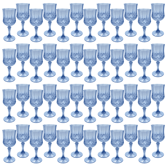 ZHURUININ Reusable Plastic Wine Glasses ，Blue，7oz，48Pack