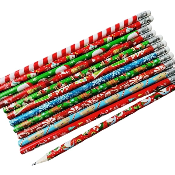 48PCS Christmas Theme Pencil for Writing Wood Drawing Pencils with Small Erasers