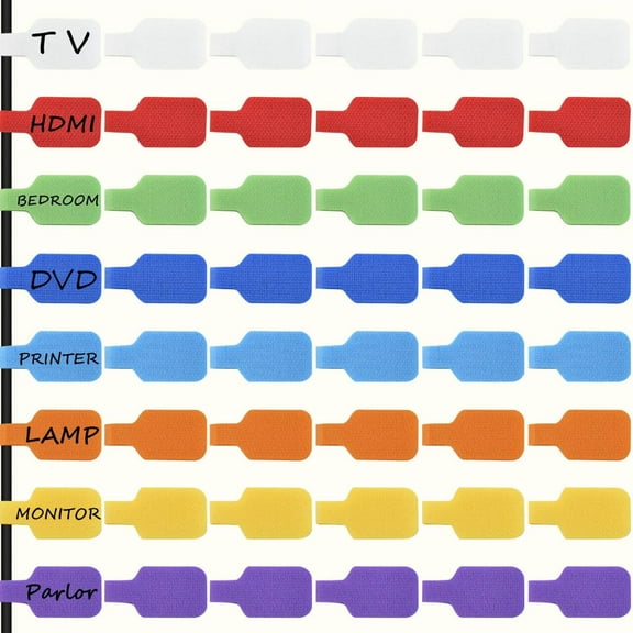 48PCS Colorful Large Cable Labels,Waterproof Cord Labels for Electronics Wires and Identification,Self Adhesive Tear Resistant Cord Tags,for Laser Printer and Handwriting,Reusable