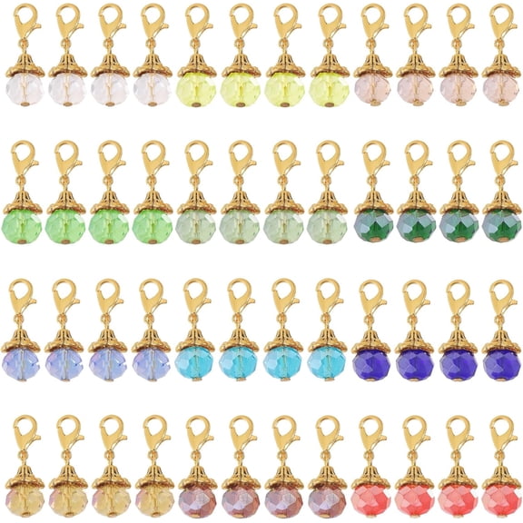 48PCS Dangle Charms Pendant with Lobster Claw Clasp Pet Pendants Dog Cat Collar Charm for Jewellery Making Glass Pendant Decoration for Pet Birthday Colorful DIY