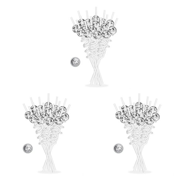 48PCS Disco Ball Straws, Disco Decorations Straws with Mini Silver Disco Ball Decor, 70s Disco Supplies