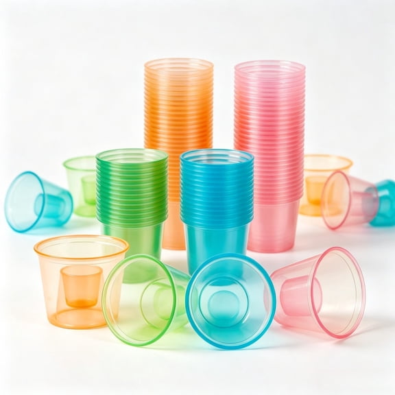 48PCS Disposable Bomber Cups Color Plastic Bomber Shot Glasses Highly Durable and Reusable Shot Cups Perfect for Shots for Wedding, Thanksgiving, Halloween, Christmas Party