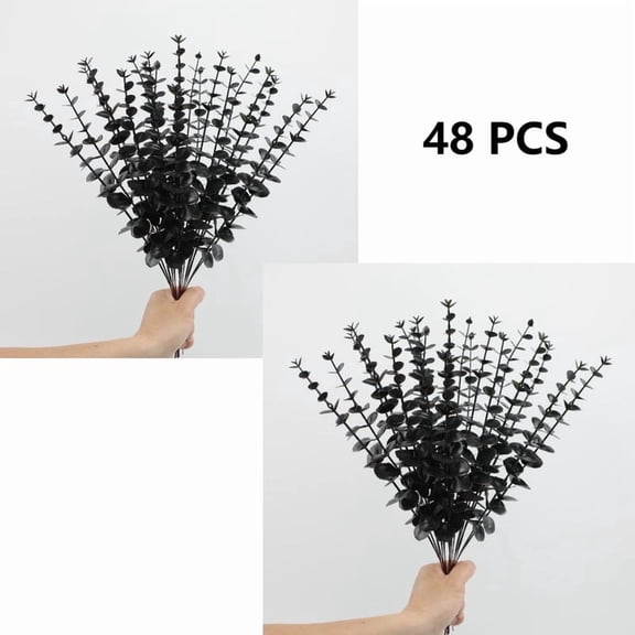 48PCS Eucalyptus Stems Fake 20 Inch Length Small Fake Plant for Home Decor Realistic Faux Branches