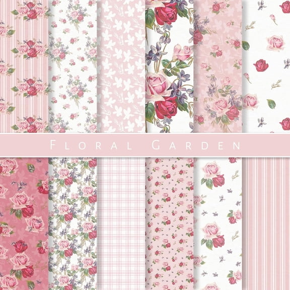 Unbranded Floral Card Stock, Multicolor, 6 x 6 Inch, 48 Sheets