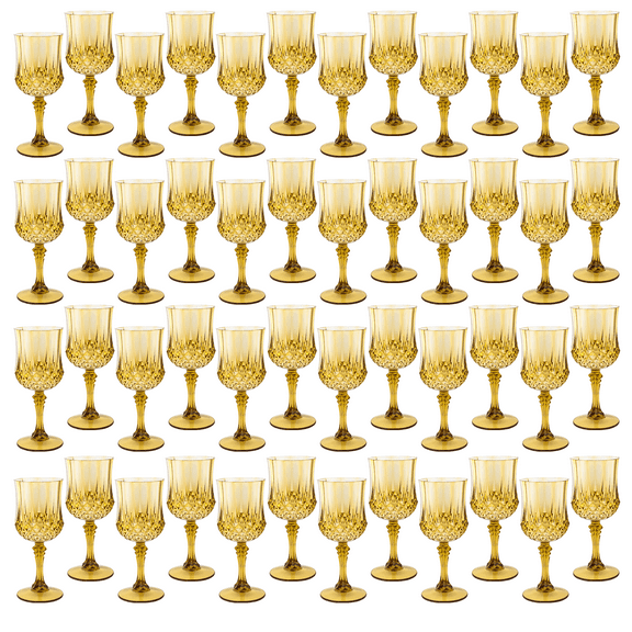 ZHURUININ Reusable Plastic Wine Glasses,Gold,7oz,48Pack