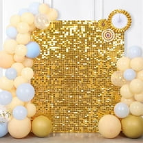 48PCS Gold Shimmer Wall Backdrop Square Sequin Shimmer Backdrop Panel