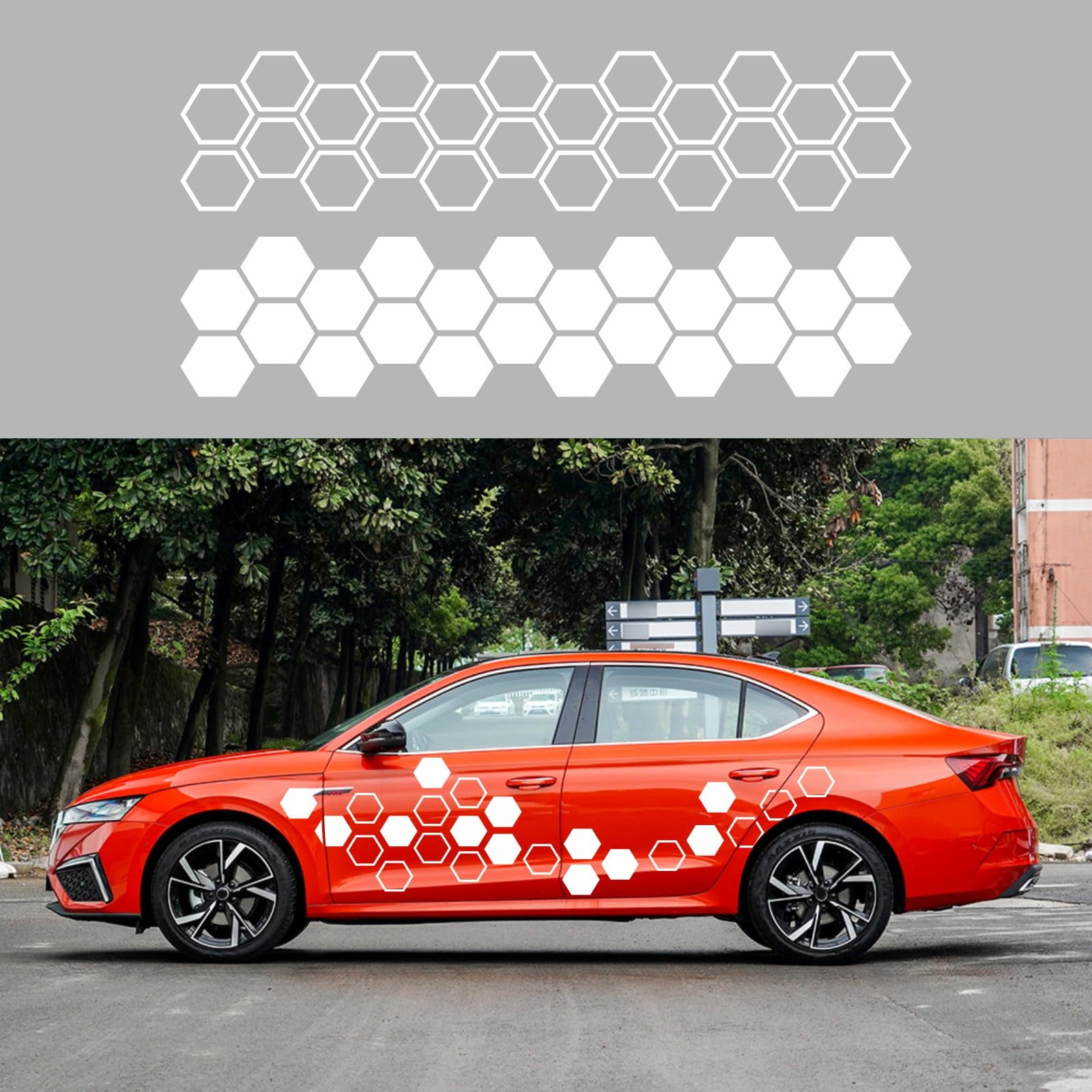 48PCS Grid Graphics Car Sticker Cellular Graphics Sticker for Car SUV ...