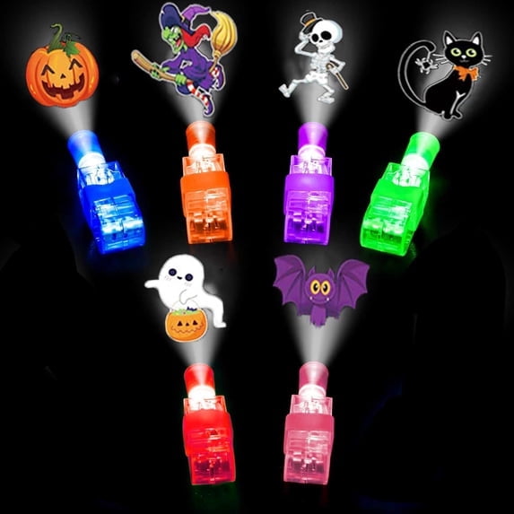 48PCS Halloween Finger Projector Lights, LED Spooky Finger Rings, Glow Projection Toys, Trick-or-Treat Goodie Bag Fillers & Party Favors