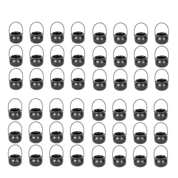 48PCS Halloween Witch Pot Plastic Mini Witch Cauldron Black Candy Holder Halloween Decoration Favor Decoration