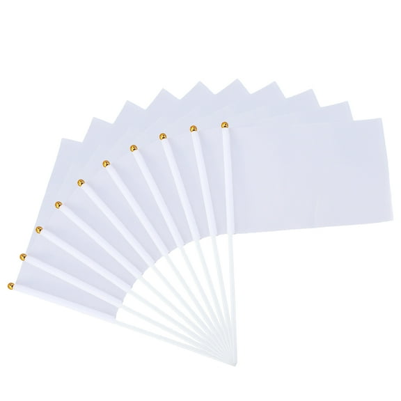 48PCS Hand Held White Flags for Party Sports Clubs Festival Events DIY