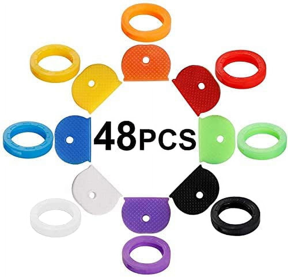 48PCS Key Caps Covers, Key Caps Key Rings Combination Set Key Identifier Label Coding Rings to