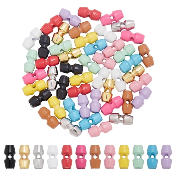 48PCS Mini Alloy Toggle Buttons 0.39inch 1-Hole Horn Toggle Button 12 Color Sewing Horn Toggles Button Tiny Alloy Sweater Coats ButtonsDIY