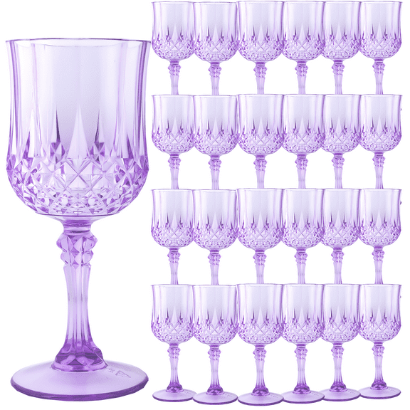 ZHURUININ Reusable Plastic Wine Glasses，Purple，7oz，24Pack