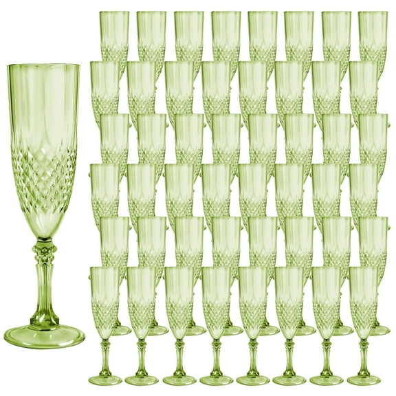 ZHURUININ 7oz Reusable Champagne Flutes ，green，48Pack
