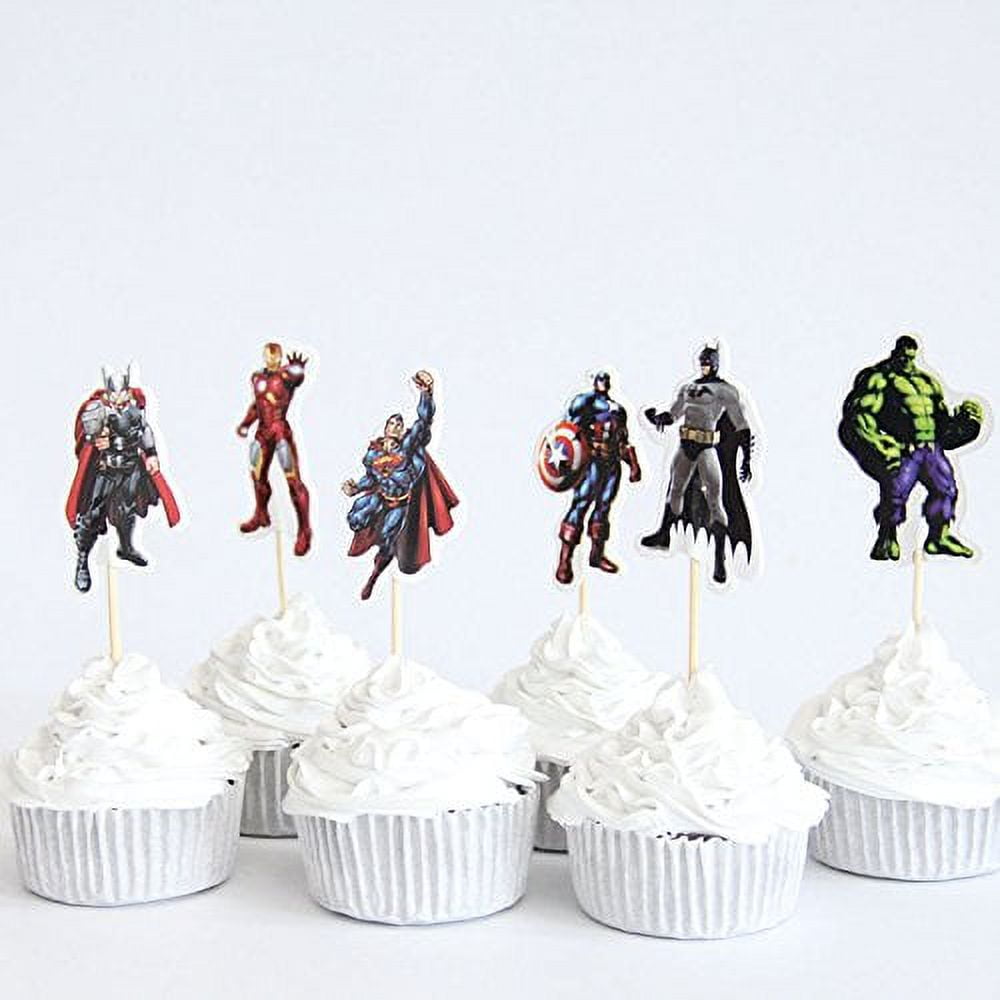  12 pcs Toppers and 12 pcs cake Wrapper, party cake decorations ( Spiderman) : Grocery & Gourmet Food