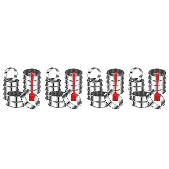 48Pack English Muffin Rings 3.15 Inch Crumpet Rings Stainless Steel Double Rolled Tart Rings, Cooking Pastry Ring Molds