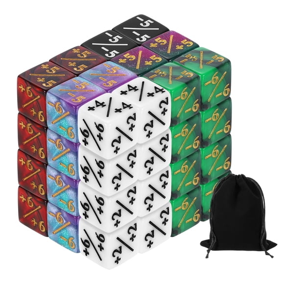 48Pack Magic Dice Counters, Acrylic D6 Life Counter Token Dice Set, 6 Styles