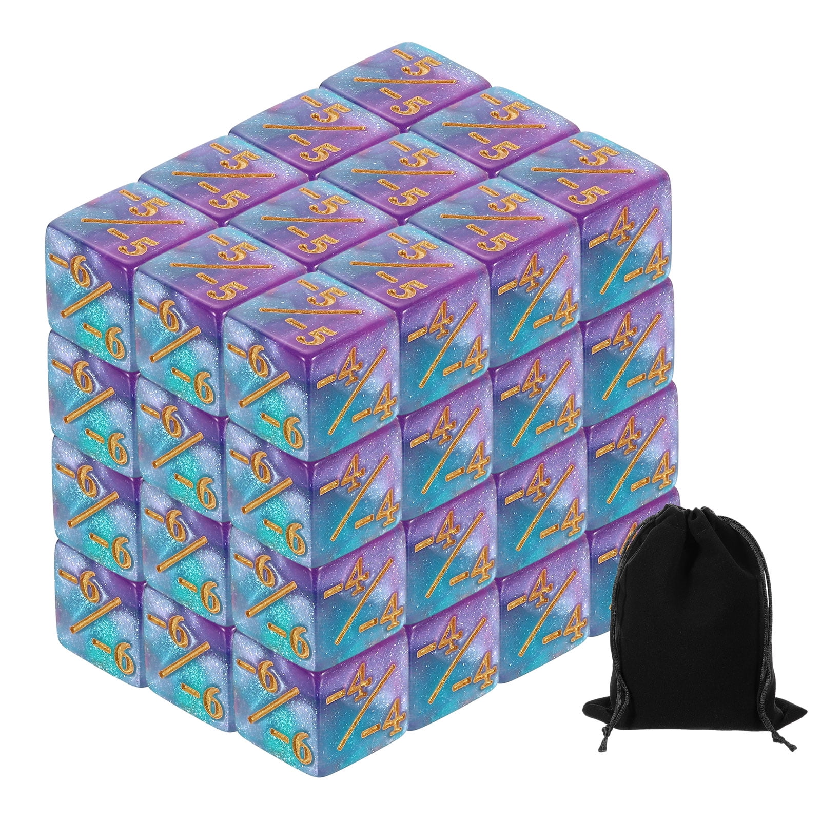 48Pack Magic Dice Counters, Acrylic D6 Life Counter Token Dice Set, Blue & Purple