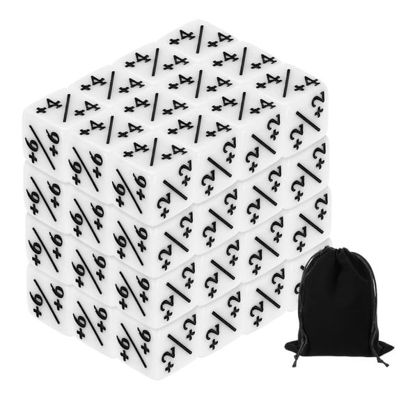 48Pack Magic Dice Counters, Acrylic D6 Life Counter Token Dice Set, White