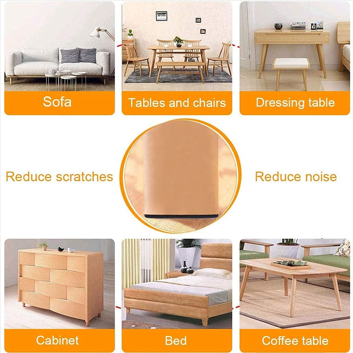 48Pc Furniture Glides Rectangle Furniture Sliders 25x100mm Self Adhesive Furniture Moving Sliders for Floor Protector